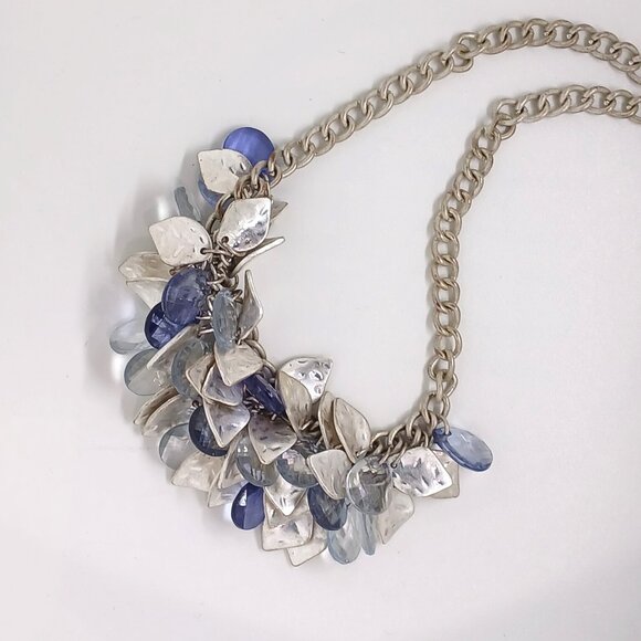 Layered Leaves & Crystals Necklace - Picture 1 of 2